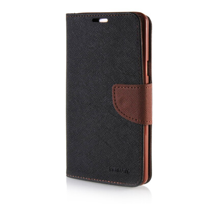 

MOONCASE Cross pattern Leather Side Flip Wallet Card Slot Pouch Stand Shell Back ЧЕХОЛ ДЛЯ Samsung Galaxy A7 Black brown