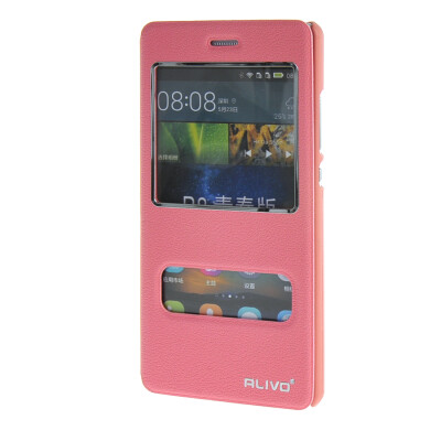 

MOONCASE Huawei Ascend P8 Lite Case Double Window View Leather Flip Bracket Back Case Cover Pink