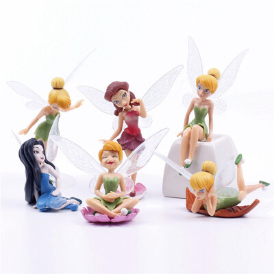 

NicerDicer 6X Flower Fairy Pixie Women Fly Wing Family Miniature Dollhouse Garden Ornament