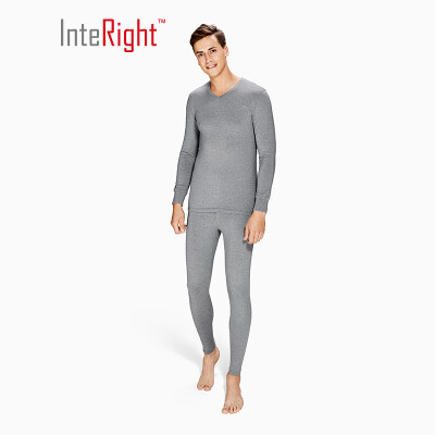 

INTERIGHT thermal underwear male cashmere protein V-neck suit dark blue M