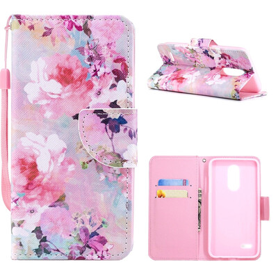 

MOONCASE Motorola Moto G6 painted leather case with small hand rope - watercolor flower