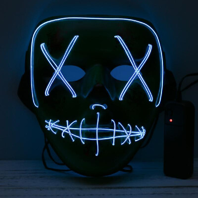 

Adults Halloween Green LED Light Up Mask Halloween Costume Supplies for Festival Masquerade Cosplay Party Performance