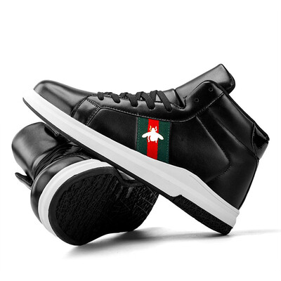 

Autumn mens shoes star with the same paragraph Gaobang shoes youth Zhongbang rain leather small white shoes personality casual ti