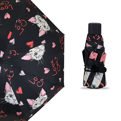 

Cmon love cat 50 percent umbrella sun umbrella female sunscreen UV umbrella umbrella umbrella black plastic umbrella folding ultra light 8 bone five fold umbrella black