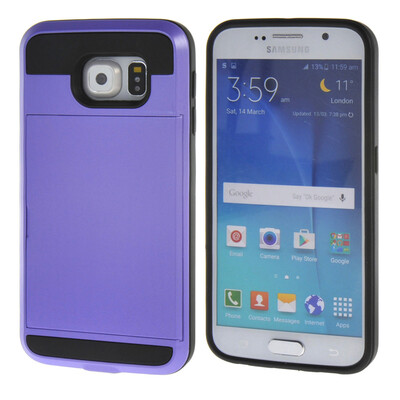 

MOONCASE Case for Samsung Galaxy S6 Soft Silicone Gel TPU Skin With Card Holder Protective Case Cover Purple