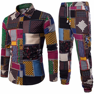 

New Direct Selling Full Flowers Drawstring 2018 Mens Fashion Casual Chinese Style Nepali Pants Linen Cotton Twist Suit A046