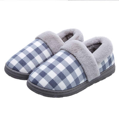 

Love cotton slipper bag with winter plaid couple cotton shoes warm female light powder 3637 LJ1805