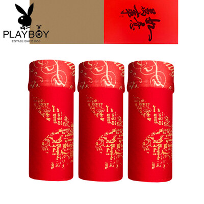 

Playboy red mens underwear China red hot stamping boxer briefs men 3 gift box 5888 XXXL