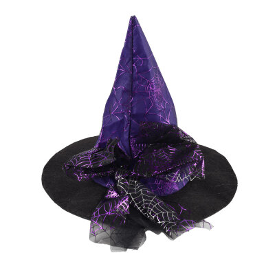 

New&new fine arts Halloween party childrens spider yarn hat masquerade cosplay dress up magician props wizard show spire cap purple section