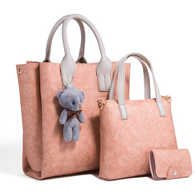 

TANGDE PLAIN COLOR 3 IN 1 WOMAN TOP HANDEL PU LEATHER HANDBAG