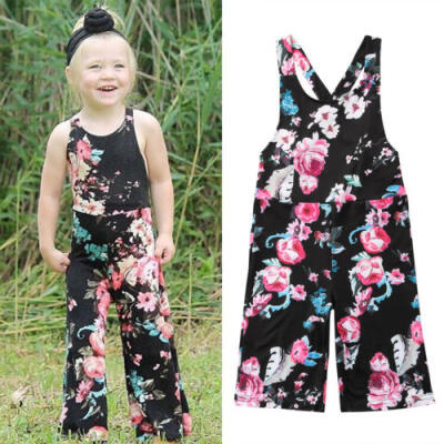 

Toddler Kid Baby Girl Floral Romper Jumpsuit Long Pants Trousers Clothes Outfits