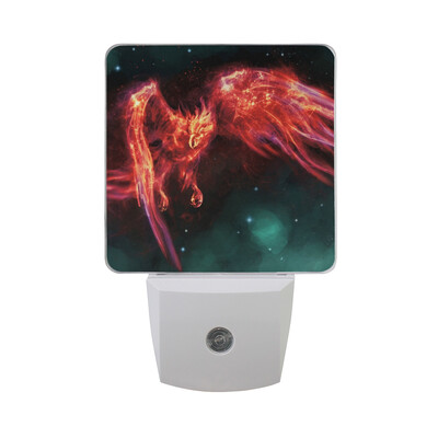 

ALAZA LED Night Light With Smart Dusk To Dawn SensorEagle In Cosmic Space And Circle Plug In Night Light