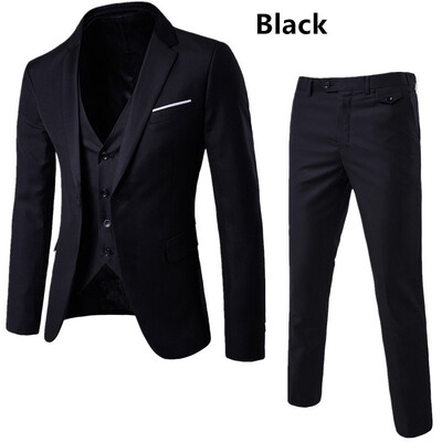 

AOWOFS winter new European code business casual suit three-piece groom groomsmen wedding one button suit suit S-6XL