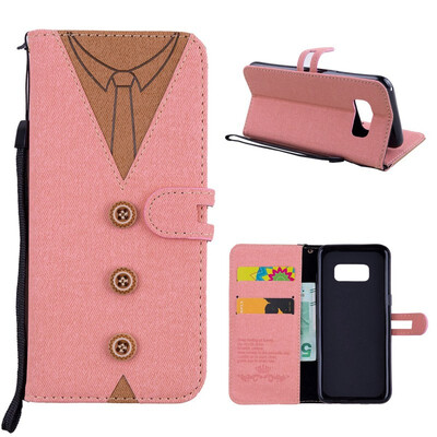 

MOONCASE Samsung Galaxy S8 stitching embossed mens leather case - powder