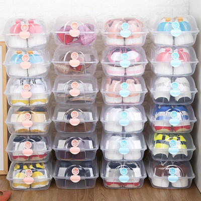 

HAIXIN Haixing Ms Transparent Shoe Box Saver Space Clamshell Plastic Womens Shoes Box Thicken Stackable Box Moisture Breathable Storage Box Blue Buckle 8 Pack