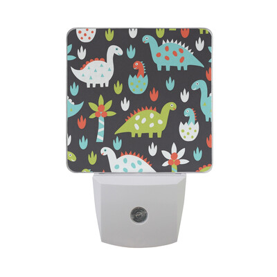 

ALAZA LED Night Light With Smart Dusk To Dawn SensorDinosaur Green Illustration Cute Plug In Night Light