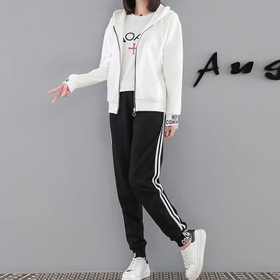 

JOY OF JOY 2018 autumn new casual sports suit womens fashion womens Korean long-sleeved sweater two-piece tide JWTZ188269 white