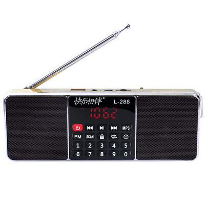

Happy accompanied by L-288 mini dual speaker card radio wireless portable speaker audio MP3 player subwoofer small sound ring earth gold