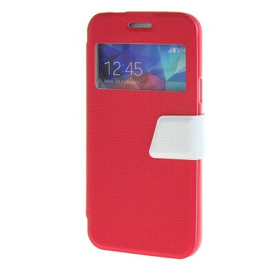 

MOONCASE Side Flip Hard board Slim Leather Bracket Window чехол для Cover Samsung Galaxy S5 Mini ярко розовый