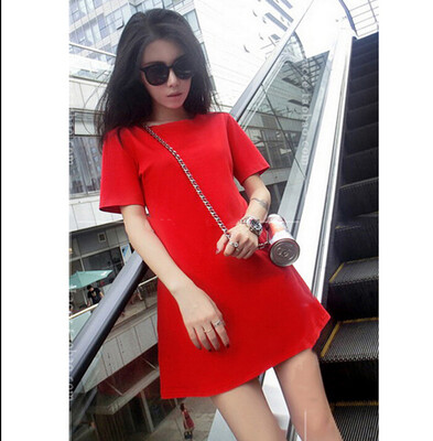 

Lovaru ™ 2015 summer new product show ShenYao han edition temperament contracted leisure pure color show thin skirt T dress skir