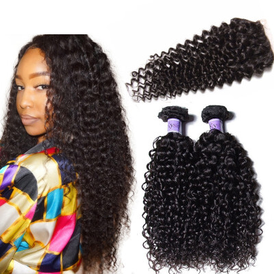 

UNice Hair Kysiss Virgin Series Unprocessed Virgin Hair Bundles Brazilian Curly Virgin Hair 4 Bundles With Closure Middle Part