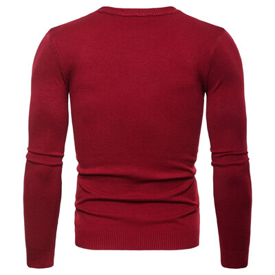 

AOWOFS European code mens round neck sweater Amazon foreign trade solid color long-sleeved mens knit bottoming shirt YM005