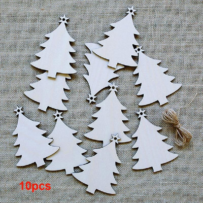 

10pcs Christmas Tree Decorations Wooden Pendants Crafts Scene Layout Hanging Ornaments Party Wedding Holiday Adornment