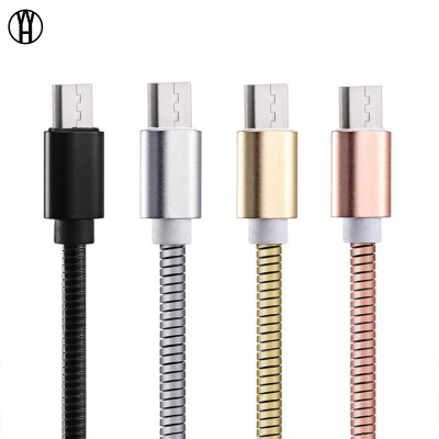 

WH Anti-winding spring metal hose mobile phone data cable USB charging cable