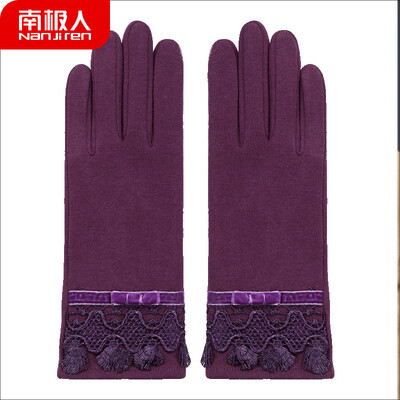 

Antarctic gloves female winter warm plus velvet fashion Korean students riding driving points thin section touch screen ladies gloves NW-260 purple code