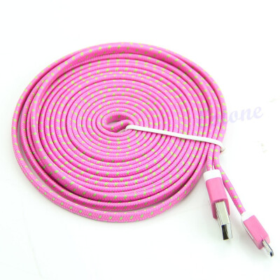 

1M 2M 3M Dual Color Strong Flat Braided Nylon Micro USB Charger Sync Data Cable For Samsung Sony HTC