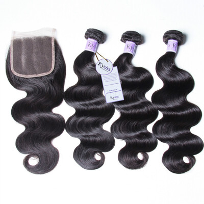 

UNice Hair Kysiss Virgin Human Hair Bundles with Closure Free Part Brazilian Hair Weave Body Wave 3 Bundles with Closure 8-30