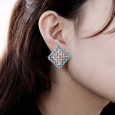 

Women Crystal Clip Earrings for Women Round Silver Earrings with Stones Ear Clip Earrings without Piercing