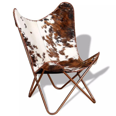 

Butterfly Chair Real Cowhide Leather Brown&White