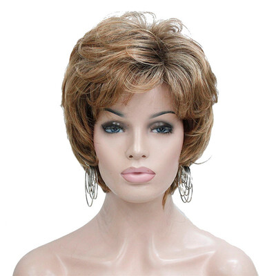 

StrongBeaty Womens Short Straight Mix Color Blonde Wig Fluffy Synthetic Hair wigs