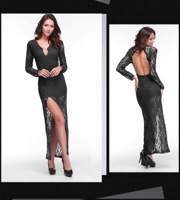 

Fashion Women V Side Slit Ball Cocktail Party Formal Evening Dress