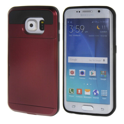 

MOONCASE ЧЕХОЛ ДЛЯ Samsung Galaxy S6 Edge Soft Silicone Gel TPU Skin With Card Holder Protective Red 01