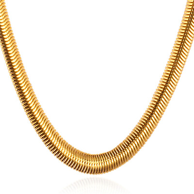 

Gold Necklace Stamp '18K' Real Gold Plated Stainless Steel Men Jewelry Wholesale New Trendy 5 MM 55 CM Snake Chain Necklace