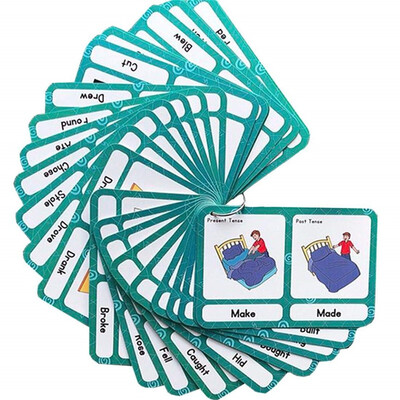 

28pc-Irregular Verbs Flash Cards-English word learning card&pocket size flash card for Preschool children-English Vocabulary Cards