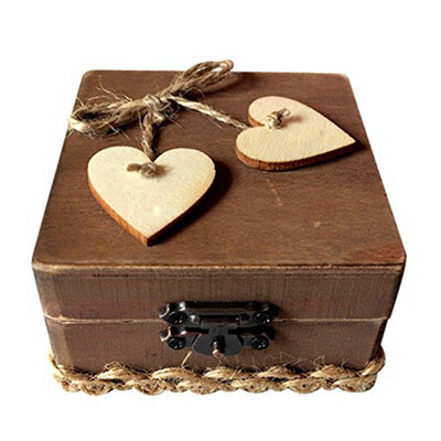 

UpperX Wooden Heart-shaped Decorated Wedding Ring Bearer Rustic Ring Holder Jewelry Gift Box Wedding Ring Box