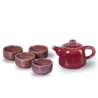 

Jun red fambed square teaset