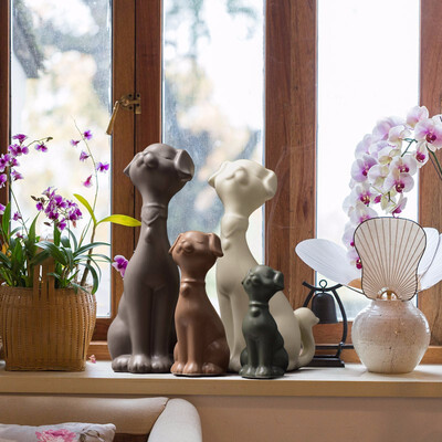 

ceramic dog family of three figurine home decor animal porcelain jewelry dog furnishings Nordic home accessories decoration