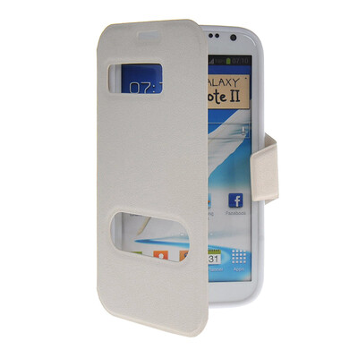 

MOONCASE View Window Leather Side Flip Pouch Hard board Shell Back Case Cover for Samsung Galaxy Note 2 N7100 White