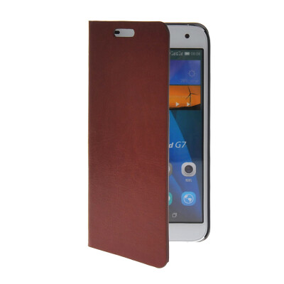 

MOONCASE Slim Leather Side Flip Wallet Card Slot Pouch with Kickstand Shell Back чехол для Huawei Ascend G7 Brown