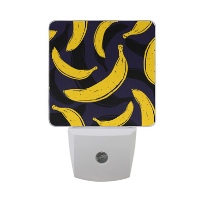 

ALAZA LED Night Light With Smart Dusk To Dawn SensorAbstract Bananas Green Background Plug In Night Light