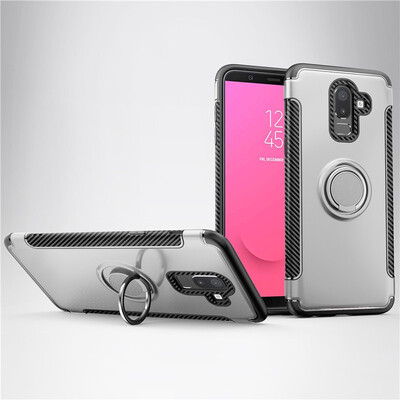 

Fecoprior Back Cover For Samsung Galaxy J8 2018 Case Car Holder Stand Hard PC Silicon Ring Suction Bracket Celulars
