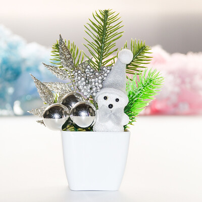 

Jiesheng Christmas decorations Christmas tree set ornaments desktop decoration dolls dolls cute snowman to send men&women friends gift toys gift window snowman potted silver