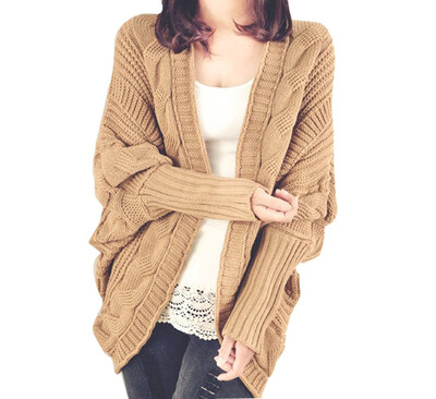 

Women cardigan thick cape batwing sleeve knit loose casual wraps sweater tops