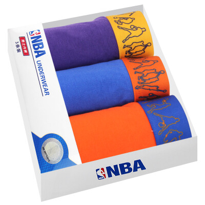 

NBA underwear men&39s flat underwear comfortable cotton underwear printing wide side section 3 gift box M