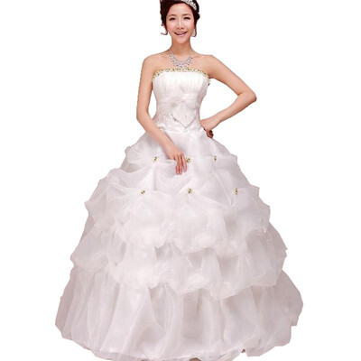 

3 Color For Available 2018 Korean Style Sweet Princess Wedding Dress Large Size Red White Pink Retro Lotus Bridal Wedding Dress