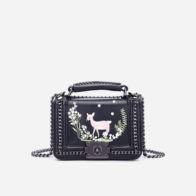 

PAIZI chain bag female embroidery handbag shoulder slung small square bag 9159 embroidered deer